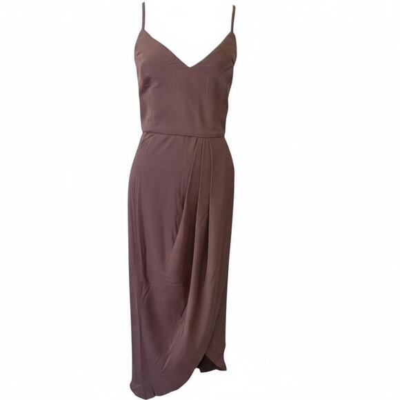 Lulus Reinette NWT New Mauve Midi Dress size M medium Faux wrap Spaghetti Strap - Picture 1 of 11